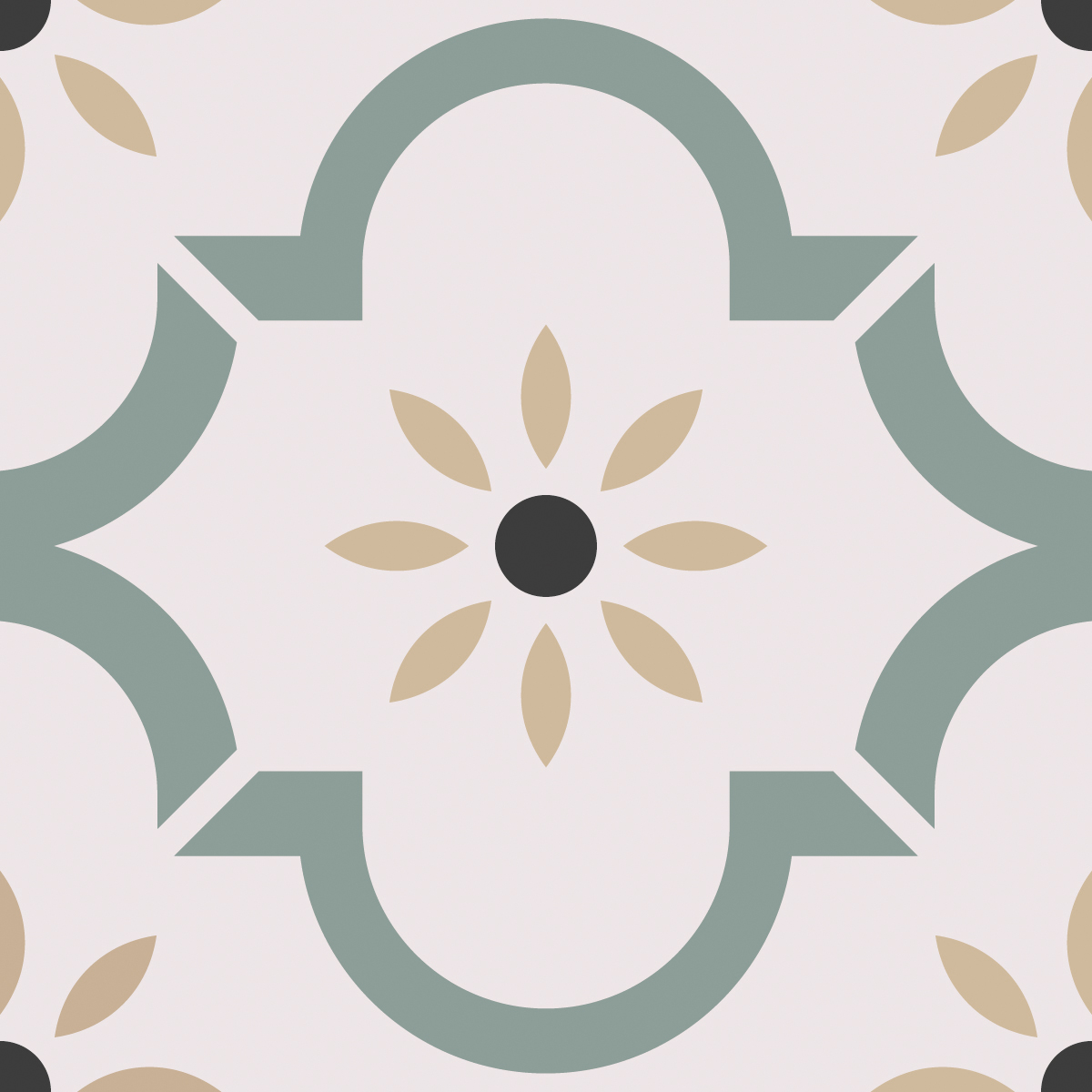 Керамический гранит ЭКЛЕКТИКА Арабески зеленый 200x200 (Smile Tile)