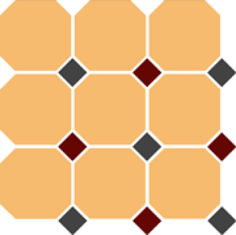Керамический гранит OCTAGON 4421 OCT14+20-A Ochre Yellow OCTAGON 21/Black 14 + Brick Red 20 Dots (TopCer)