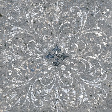 Керамический гранит Терраццо серый тёмный декорированный обрезной SG632900R (KERAMA MARAZZI)