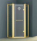 Одностворчатый распашной душевой уголок пятиугольный RETRO-P-1-90-CP-G-R (CEZARES)