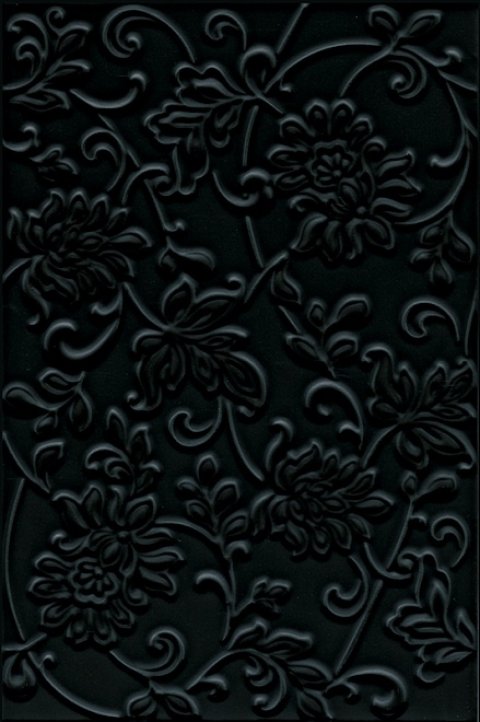 Плитка настенная АДЖАНТА Цветы Черный 8217 (KERAMA MARAZZI)