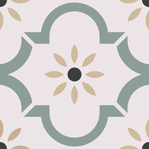 Керамический гранит ЭКЛЕКТИКА Арабески зеленый 200x200 (Smile Tile)