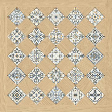 Керамический гранит Паркет Ателье Деко кремовый CR6060G0211R8 595x595 (Ceradim)