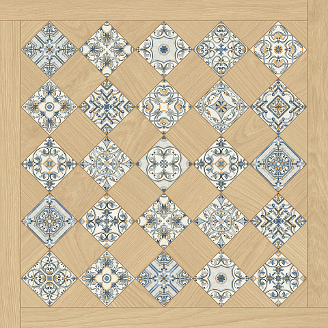 Керамический гранит Паркет Ателье Деко кремовый CR6060G0211R8 595x595 (Ceradim)