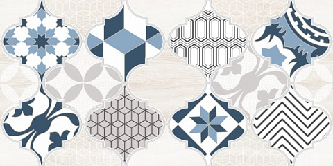 Декор Мореска / Moresque 1641-8630 200х400 Синяя 2 (LB Ceramics)